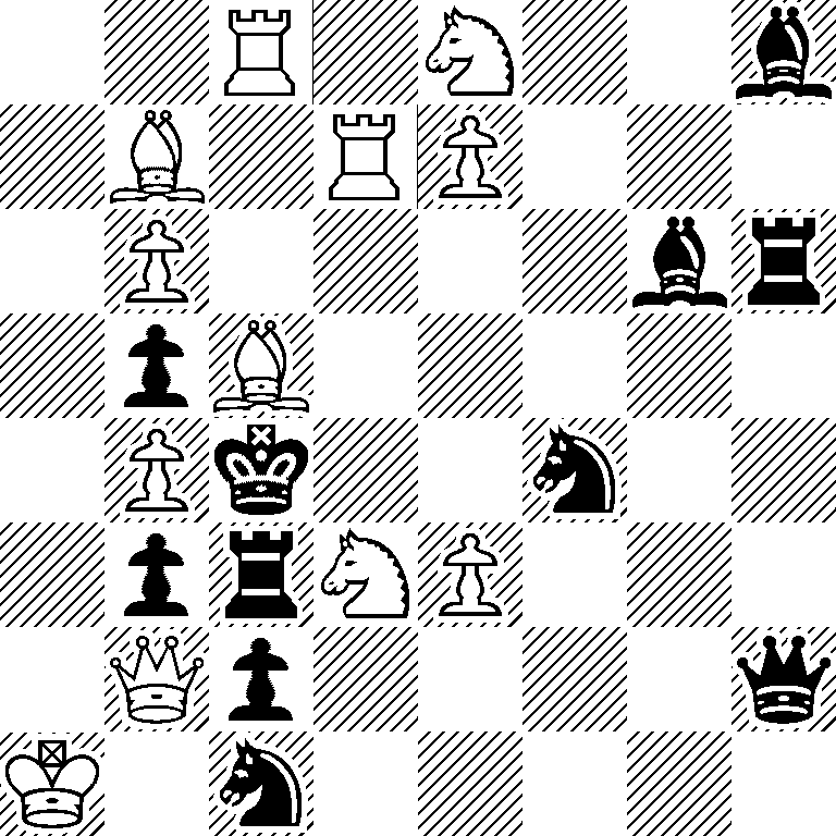 2R1N2b/1B1RP3/1P4br/1pB5/1Pk2n2/1prNP3/1Qp4q/K1n5