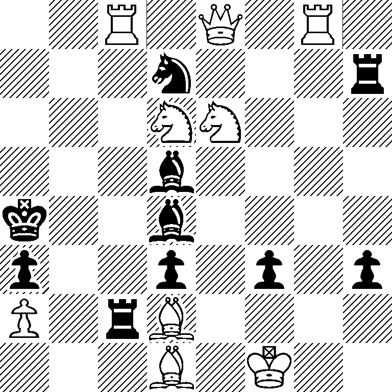 2R1Q1R1/3n3r/3NN3/3b4/k2b4/p2p1p1p/P1rB4/3B1K2