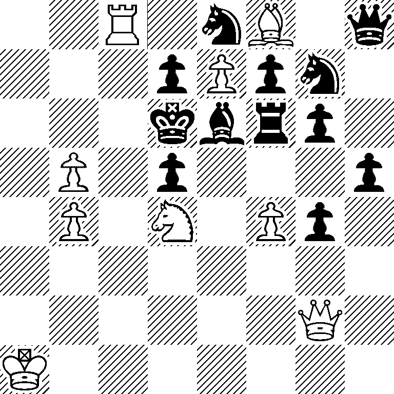 2R1nB1q/3pPpn1/3kbrp1/1P1p3p/1P1N1Pp1/8/6Q1/K7