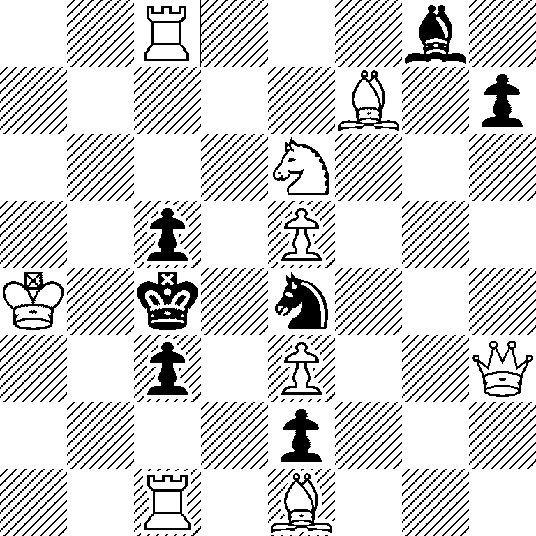 2R3b1/5B1p/4N3/2p1P3/K1k1n3/2p1P2Q/4p3/2R1B3
