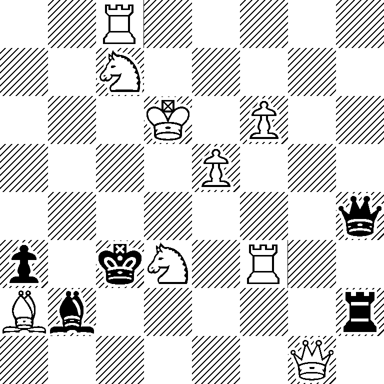 2R5/2N5/3K1P2/4P3/7q/p1kN1R2/Bb5r/6Q1