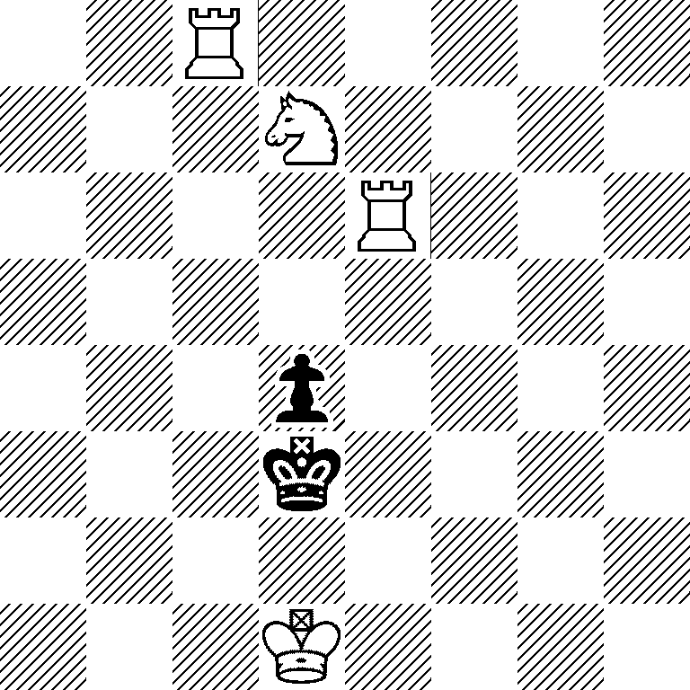 2R5/3N4/4R3/8/3p4/3k4/8/3K4