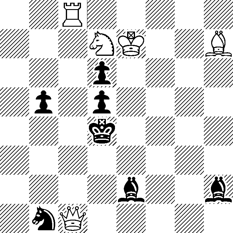 2R5/3NK2B/3p4/1p1p4/3k4/8/4b2b/1nQ5