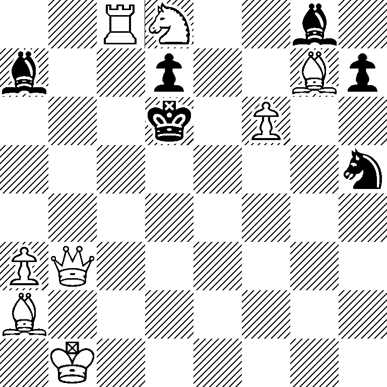 2RN2b1/b2p2Bp/3k1P2/7n/8/PQ6/B7/1K6