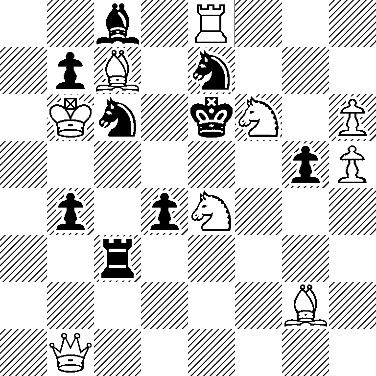 2b1R3/1pB1n3/1Kn1kN1P/6pP/1p1pN3/2r5/6B1/1Q6