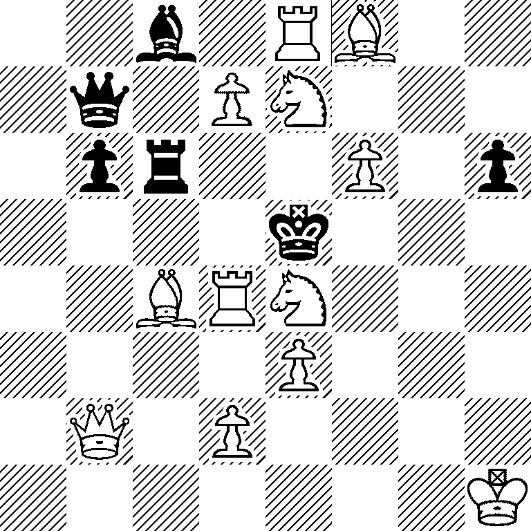 2b1RB2/1q1PN3/1pr2P1p/4k3/2BRN3/4P3/1Q1P4/7K