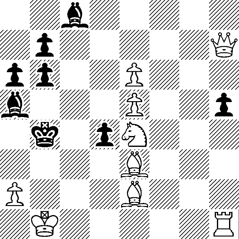 2b5/1p5Q/pp2P3/b3P2p/1k1pN3/4B3/P3B3/1K5R