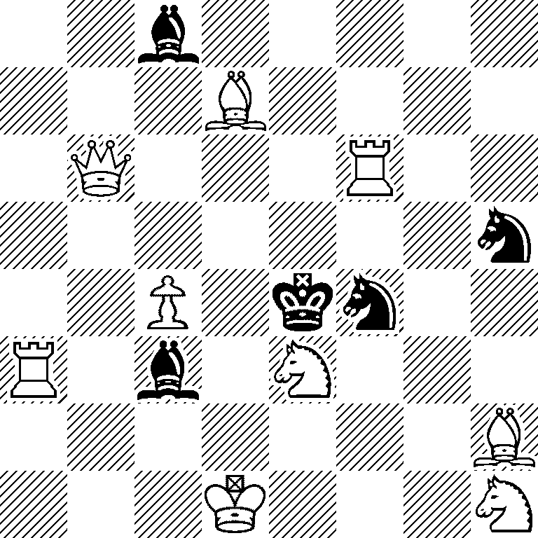 2b5/3B4/1Q3R2/7n/2P1kn2/R1b1N3/7B/3K3N