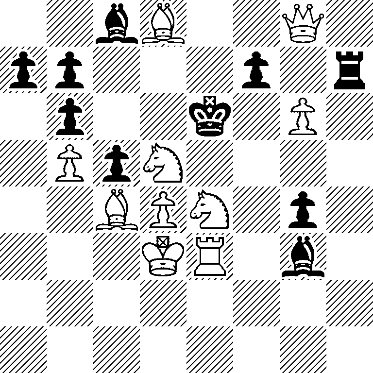 2bB2Q1/pp3p1r/1p2k1P1/1PpN4/2BPN1p1/3KR1b1/8/8