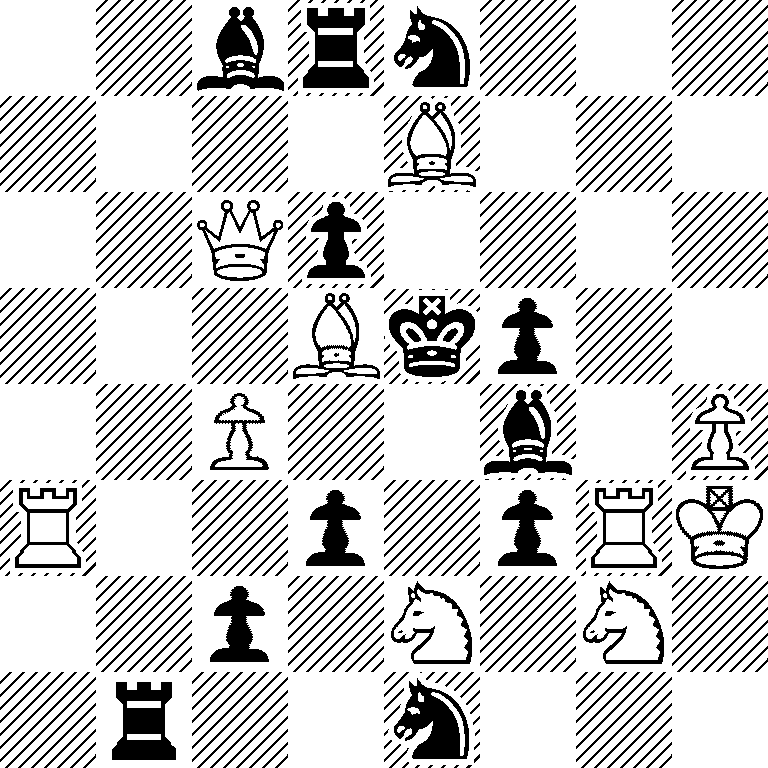 2brn3/4B3/2Qp4/3Bkp2/2P2b1P/R2p1pRK/2p1N1N1/1r2n3