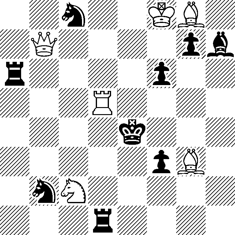 2n2KB1/1Q4pb/r4p2/3R4/4k3/5pB1/1nN5/3r4