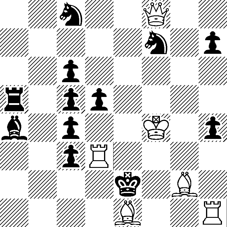 2n2Q2/5n1p/2p5/r1pp4/b1p2K1p/2pR4/4k1B1/4B2R