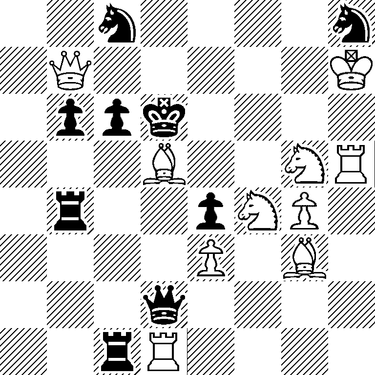 2n4n/1Q5K/1ppk4/3B2NR/1r2pNP1/4P1B1/3q4/2rR4