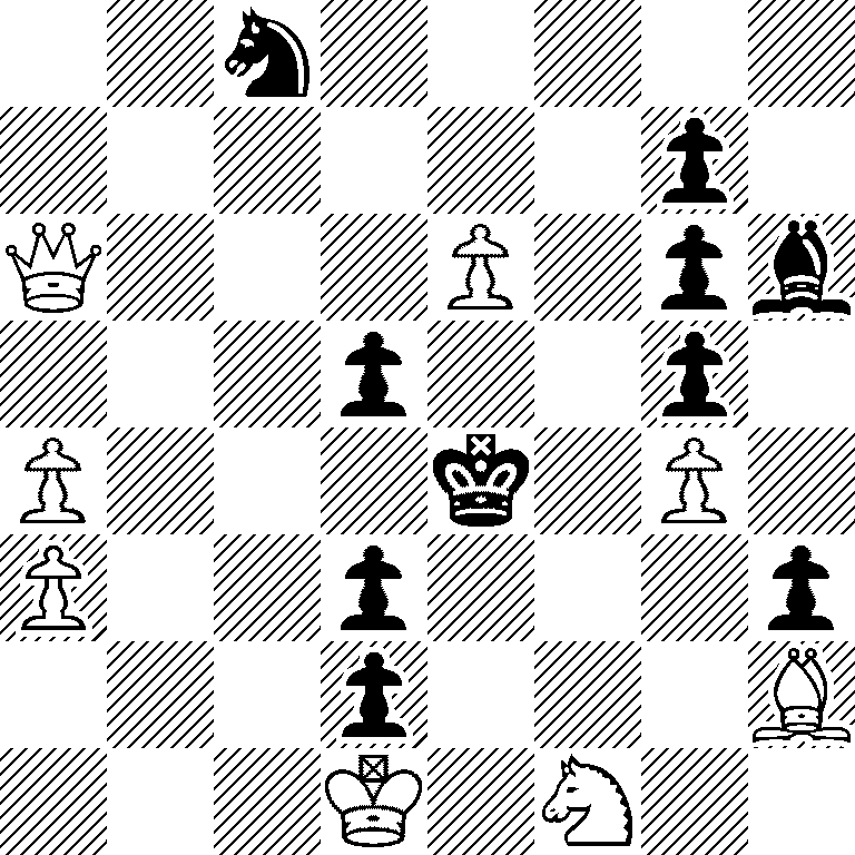 2n5/6p1/Q3P1pb/3p2p1/P3k1P1/P2p3p/3p3B/3K1N2