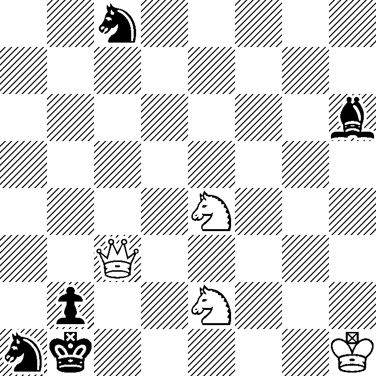 2n5/8/7b/8/4N3/2Q5/1p2N3/nk5K