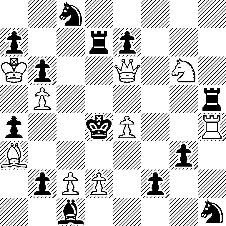 2n5/p2rp3/Kp2Q1N1/1P5r/p2kP2R/B5p1/1pPP1p2/2b4n