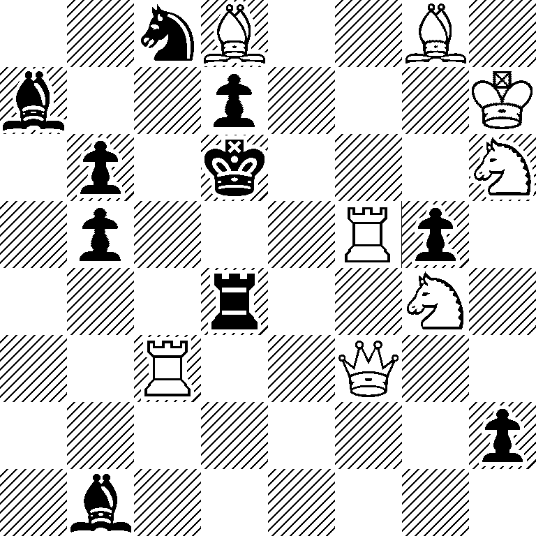 2nB2B1/b2p3K/1p1k3N/1p3Rp1/3r2N1/2R2Q2/7p/1b6