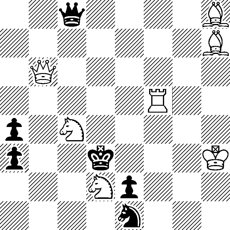 2q4B/7B/1Q6/5R2/p1N5/p2k3K/3Np3/4n3