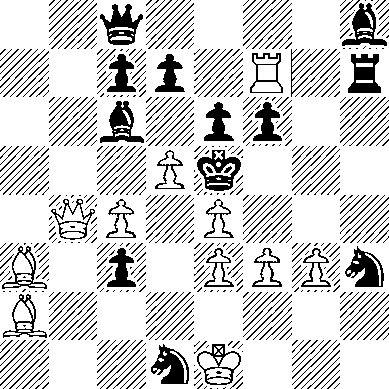 2q4b/2pp1R1r/2b1pp2/3Pk3/1QP1P3/B1p1PPPn/B7/3nK3