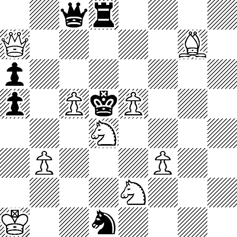 2qr4/Q5B1/p7/p1PkP3/3N4/1P3P2/4N3/K2n4