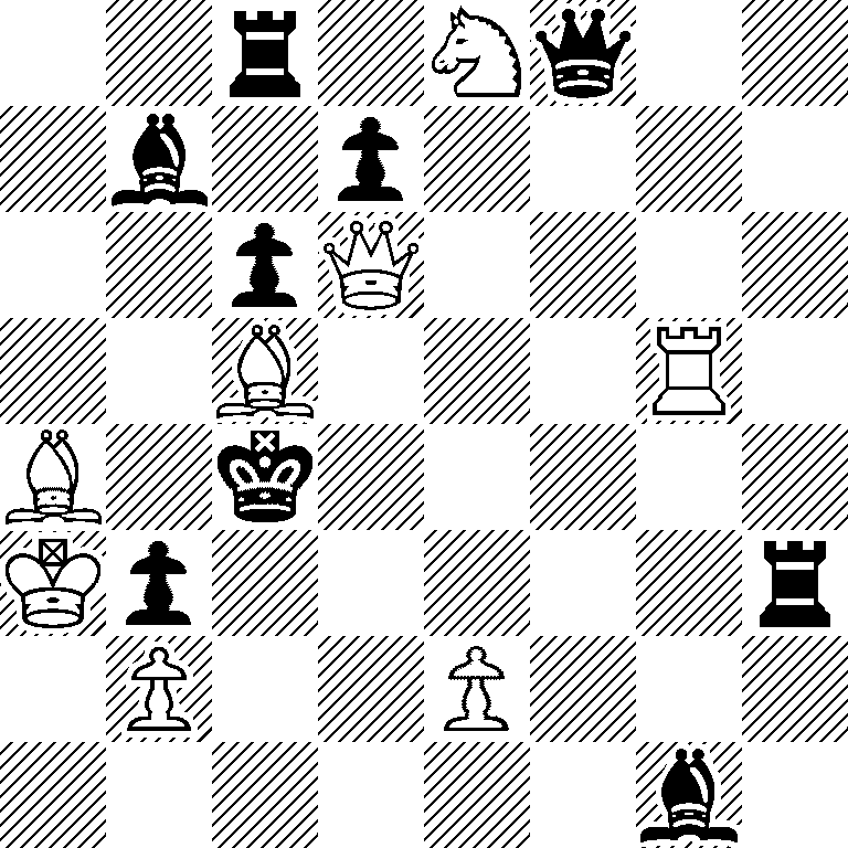 2r1Nq2/1b1p4/2pQ4/2B3R1/B1k5/Kp5r/1P2P3/6b1