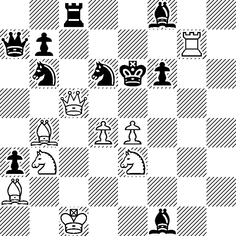 2r2b2/qp4R1/1n1nkp2/2Q5/1B1PP3/pN2N3/B7/2K2b2