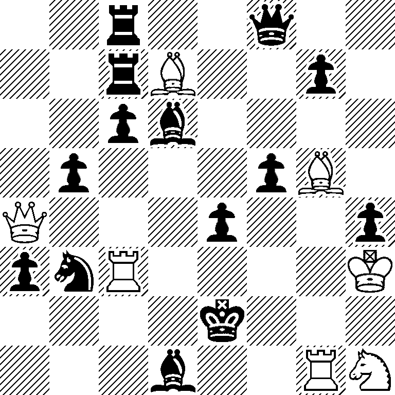 2r2q2/2rB2p1/2pb4/1p3pB1/Q3p2p/pnR4K/4k3/3b2RN
