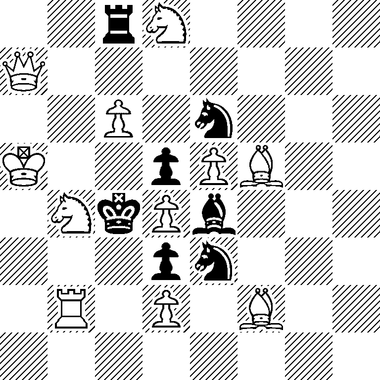 2rN4/Q7/2P1n3/K2pPB2/1NkPb3/3pn3/1R1P1B2/8