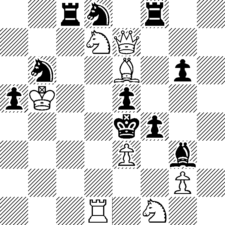 2rn1r2/3NQ3/1n2B1p1/pK2p3/4kp2/4P1b1/6P1/3R1N2
