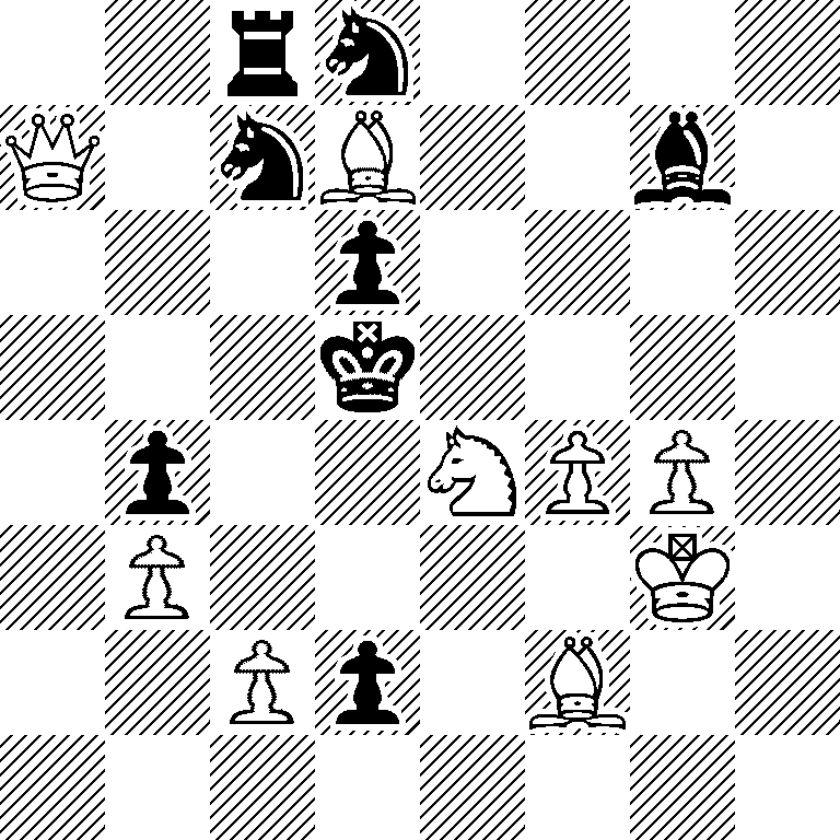 2rn4/Q1nB2b1/3p4/3k4/1p2NPP1/1P4K1/2Pp1B2/8