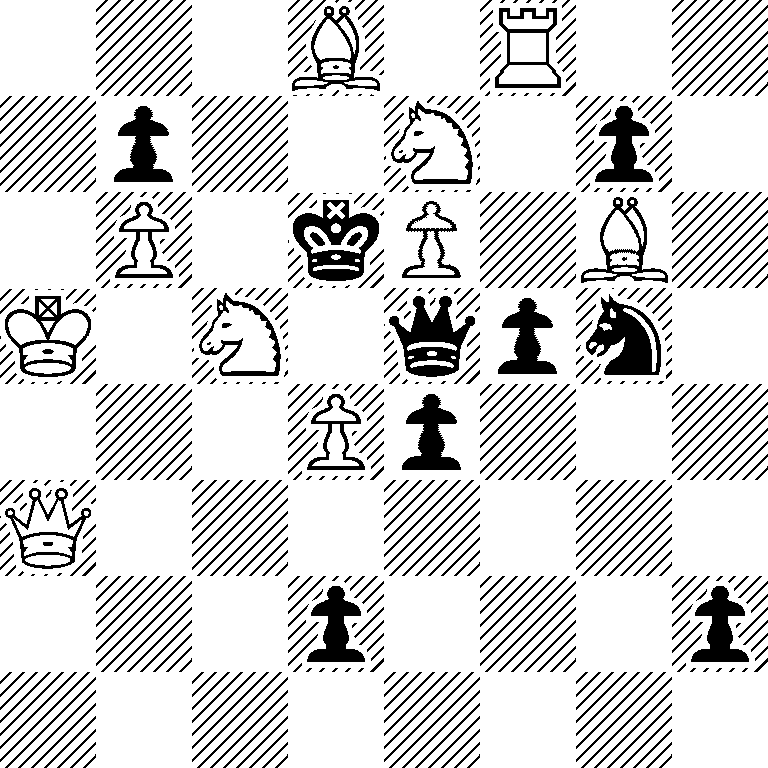 3B1R2/1p2N1p1/1P1kP1B1/K1N1qpn1/3Pp3/Q7/3p3p/8
