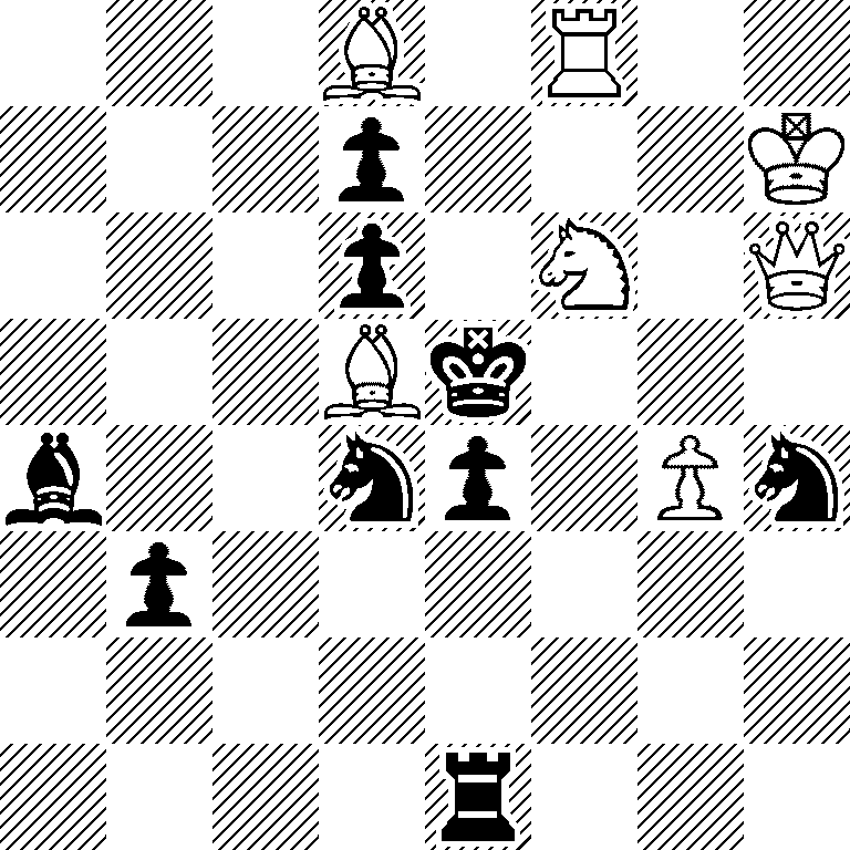 3B1R2/3p3K/3p1N1Q/3Bk3/b2np1Pn/1p6/8/4r3