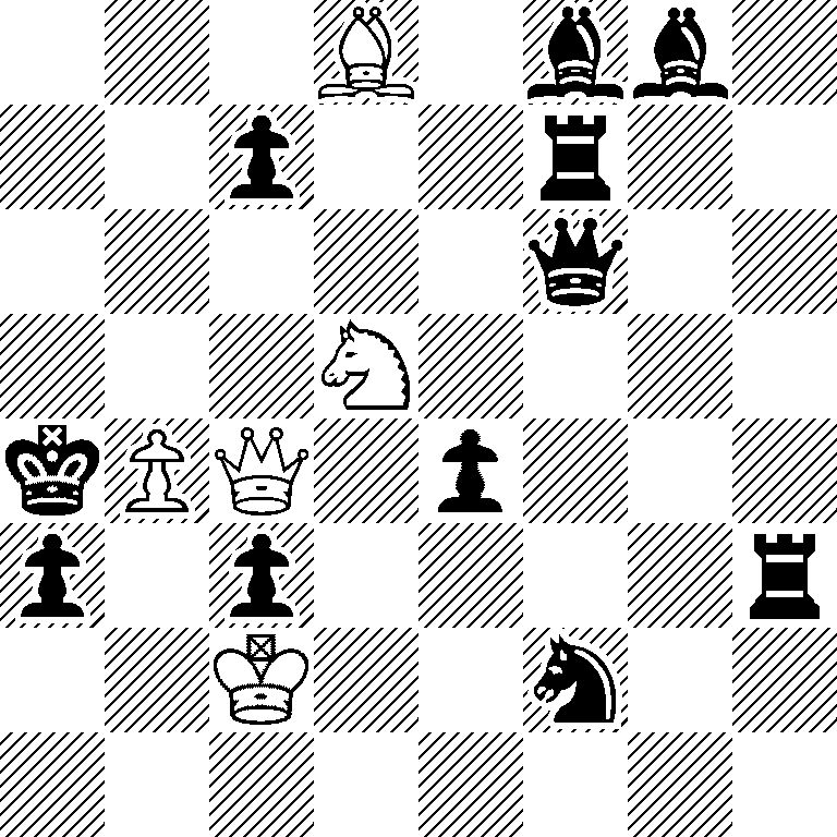 3B1bb1/2p2r2/5q2/3N4/kPQ1p3/p1p4r/2K2n2/8