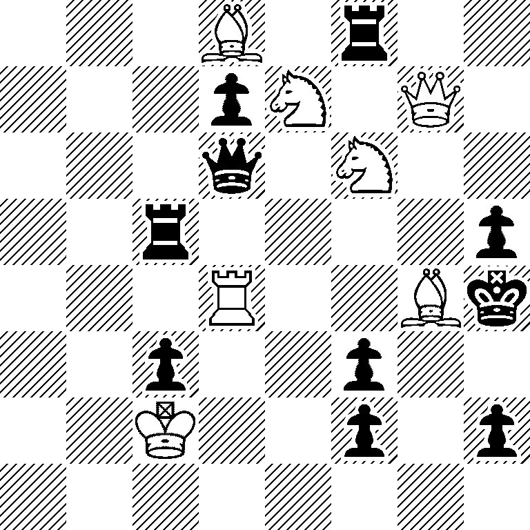 3B1r2/3pN1Q1/3q1N2/2r4p/3R2Bk/2p2p2/2K2p1p/8