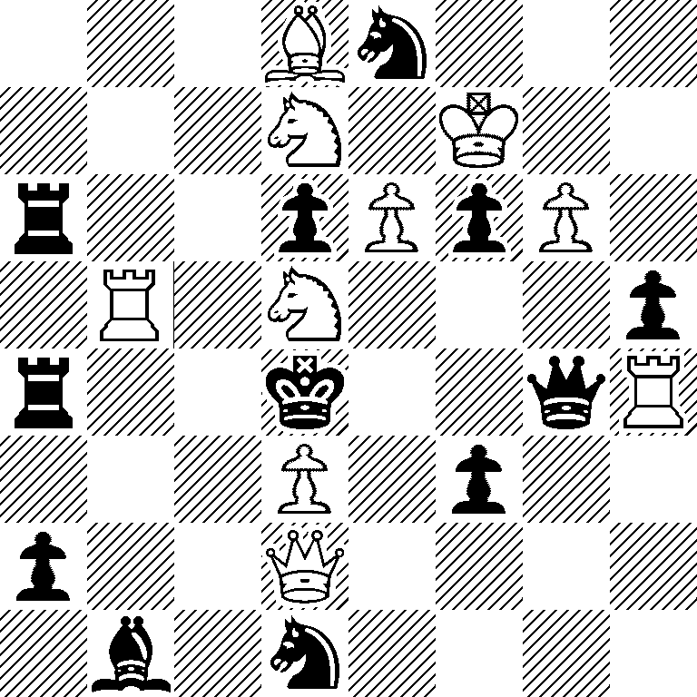 3Bn3/3N1K2/r2pPpP1/1R1N3p/r2k2qR/3P1p2/p2Q4/1b1n4