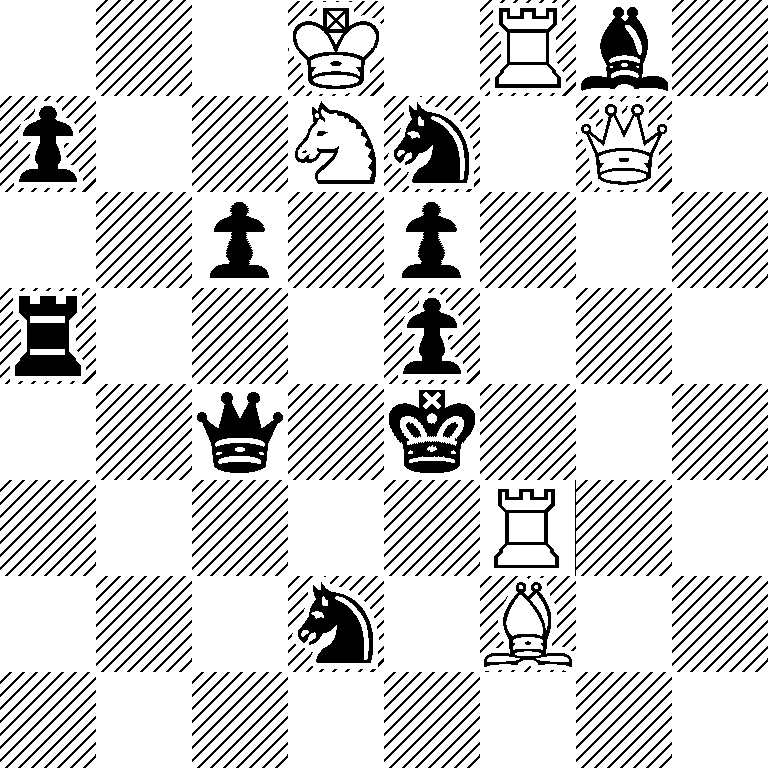 3K1Rb1/p2Nn1Q1/2p1p3/r3p3/2q1k3/5R2/3n1B2/8