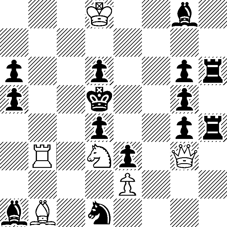 3K2b1/8/p2p2pr/p2k2p1/3p2pr/1R1Np1Q1/4P3/bB1n4