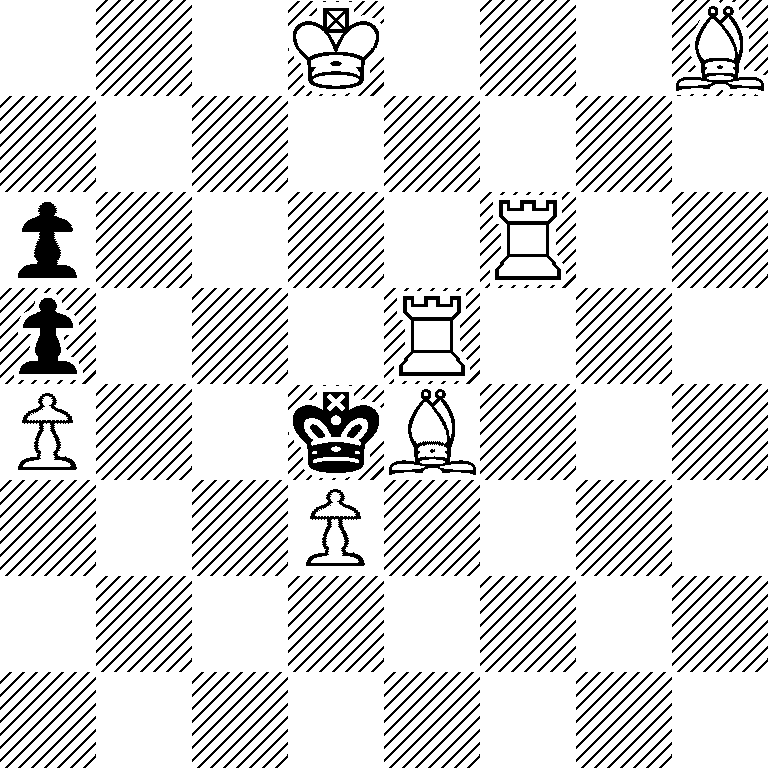 3K3B/8/p4R2/p3R3/P2kB3/3P4/8/8