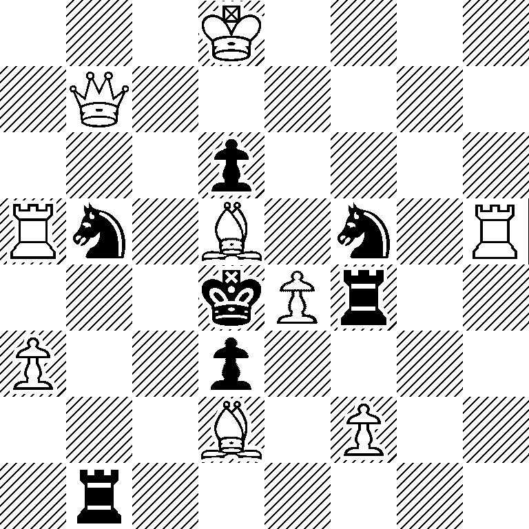 3K4/1Q6/3p4/Rn1B1n1R/3kPr2/P2p4/3B1P2/1r6