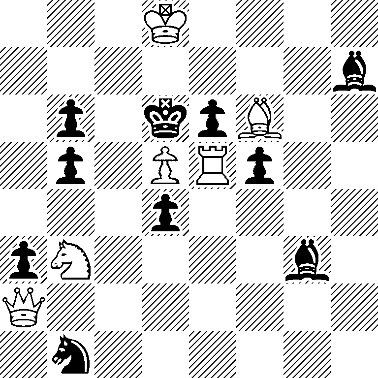 3K4/7b/1p1kpB2/1p1PRp2/3p4/pN4b1/Q7/1n6