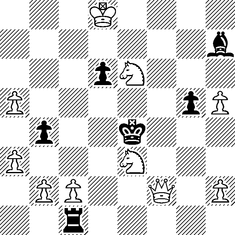 3K4/7b/3pN3/P5pP/1p2k3/P3N3/1PP2Q1P/2r5