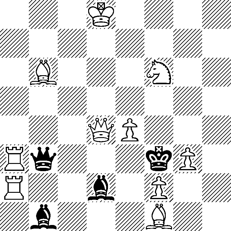 3K4/8/1B3N2/8/3QP3/Rq3kP1/R2b1P2/1b3B2