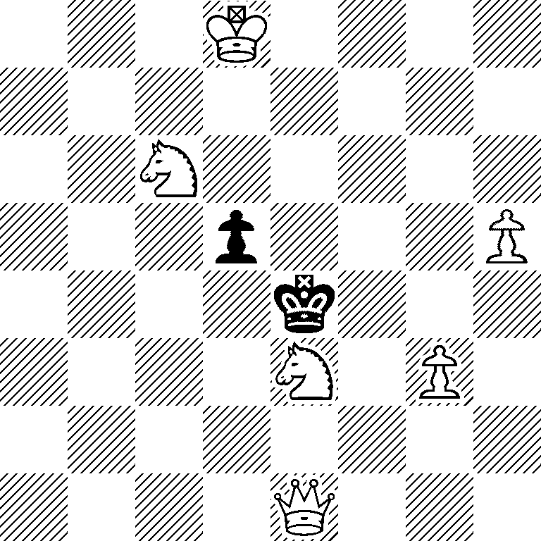 3K4/8/2N5/3p3P/4k3/4N1P1/8/4Q3