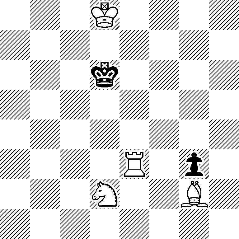 3K4/8/3k4/8/8/4R1p1/3N2B1/8