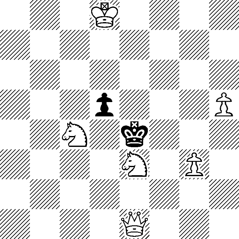 3K4/8/8/3p3P/2N1k3/4N1P1/8/4Q3