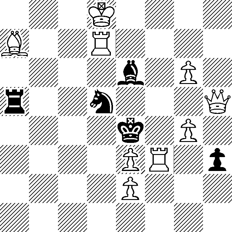 3K4/B2R4/4b1P1/r2n3Q/4k1P1/4PR1p/4P3/8
