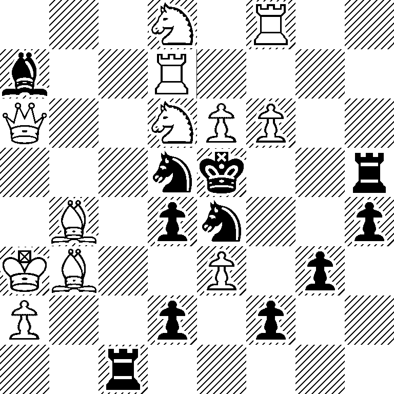 3N1R2/b2R4/Q2NPP2/3nk2r/1B1pn2p/KB2P1p1/P2p1p2/2r5