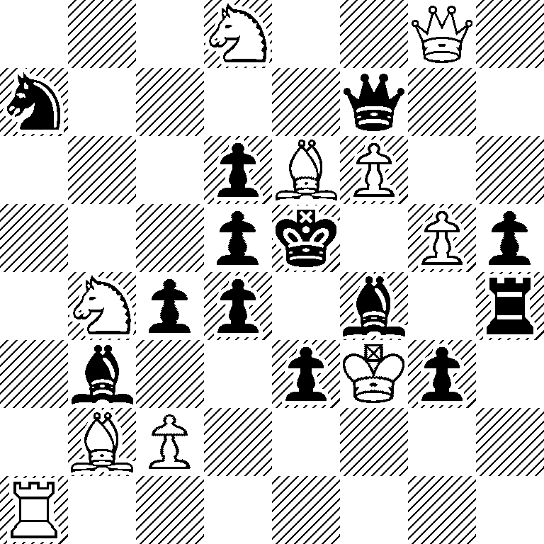 3N2Q1/n4q2/3pBP2/3pk1Pp/1Npp1b1r/1b2pKp1/1BP5/R7