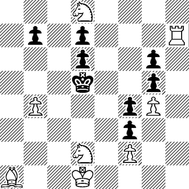 3N4/1p1p3R/3p2p1/3k2p1/1P3pP1/5p2/3N1P2/B2K4