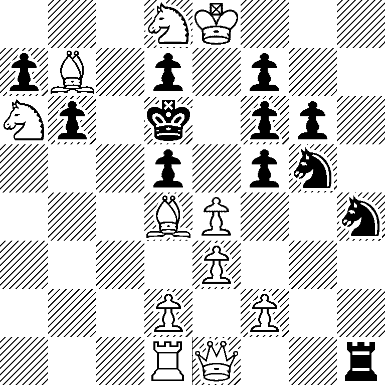 3NK3/pB1p1p2/Np1k1pp1/3p1pn1/3BP2n/4P3/3P1P2/3RQ2r